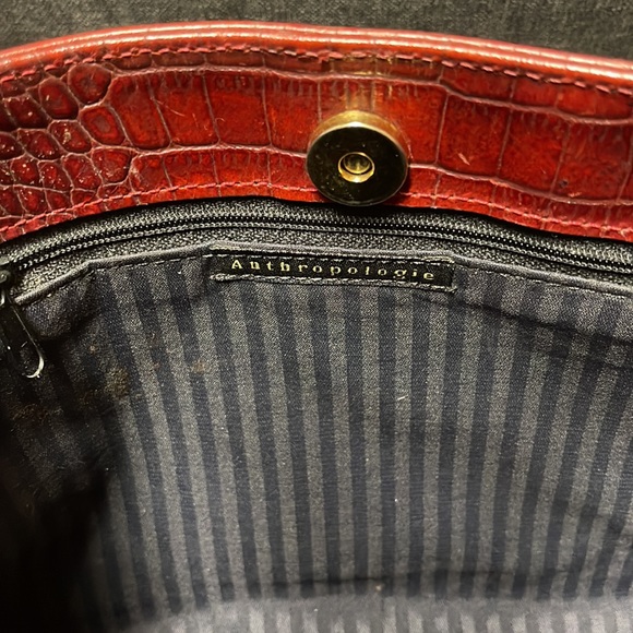 Anthropologie Croc Print Chain Strap Shoulder Bag